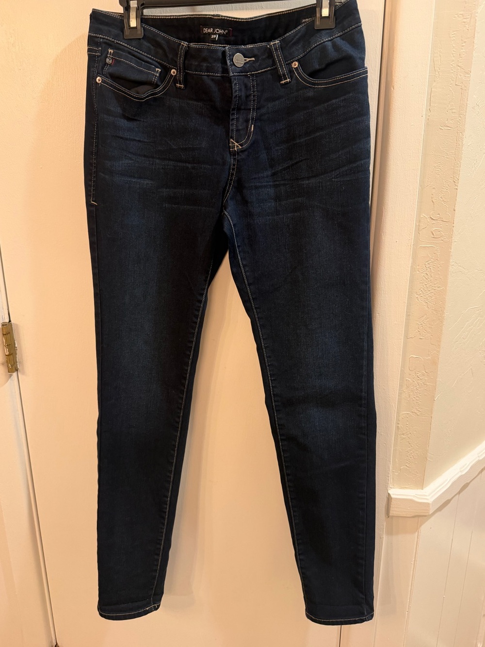 Dear John Joyrich dark wash Skinny Jeans with Contrast Stitching